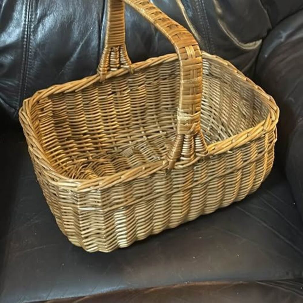 Vintage Woven Wicker Gathering Basket